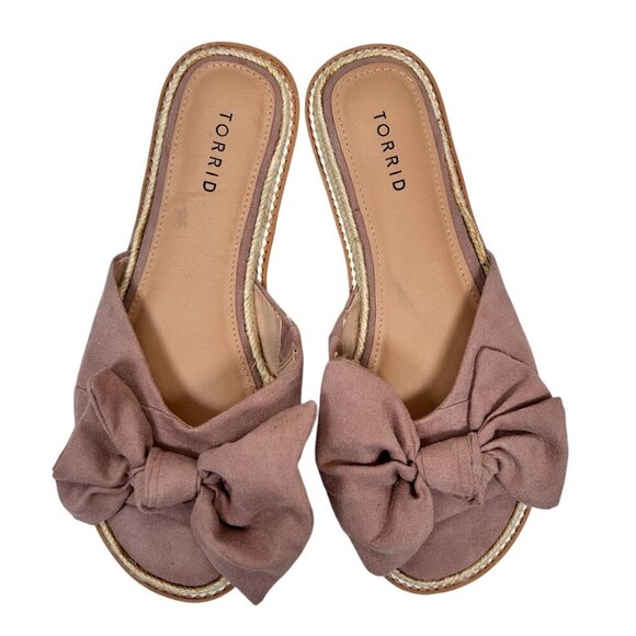 Torrid Bow Sandal Size 10W Pink Suede - Picture 3 of 6